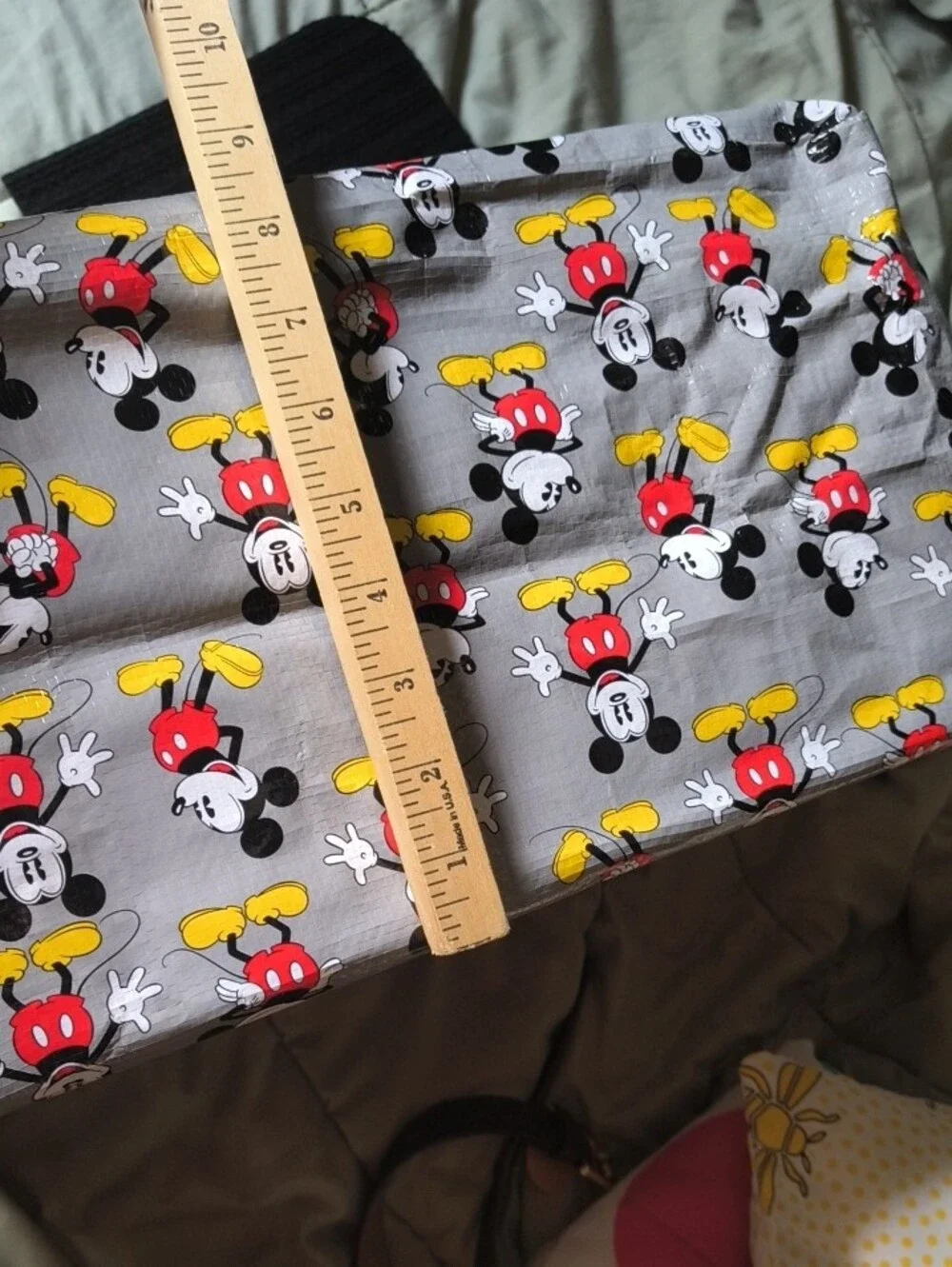 Disney Mickey Mouse Gray Tote Bag with Black Handles